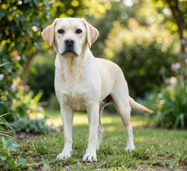 Labrador Retriever miele in giardino