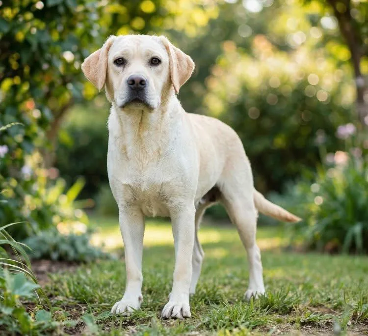 Labrador Retriever miele nel giardino recintato di Vic Lab a Caltagirone